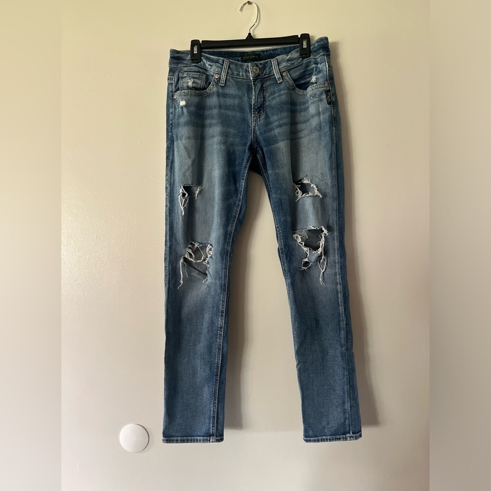 Silver Jeans Blue Boyfriend Distressed Denim